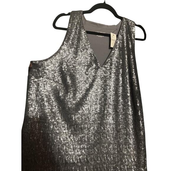 NWT Lane Bryant Silver sequin sleeveless Blouse Tank Top Sparkle Feminine VTG - Picture 2 of 8